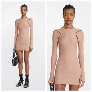 DION LEE Tan Hook & Eye Mini Dress Small NWT